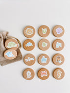 Sea animals wood play rounds for ocean sensory play.