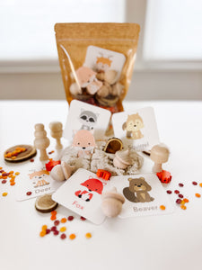 GoodnightFox Woodland Sensory Kit with woodland animal cards and sensory play materials.