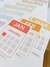 Load image into Gallery viewer, Calendar (Days, Months, Seasons) Flashcards and Magnets