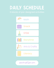 Load image into Gallery viewer, Daily schedule with pre-designed activities on a light blue background