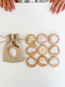 GoodnightFox Weather Wood Play Rounds with illustrated weather symbols.