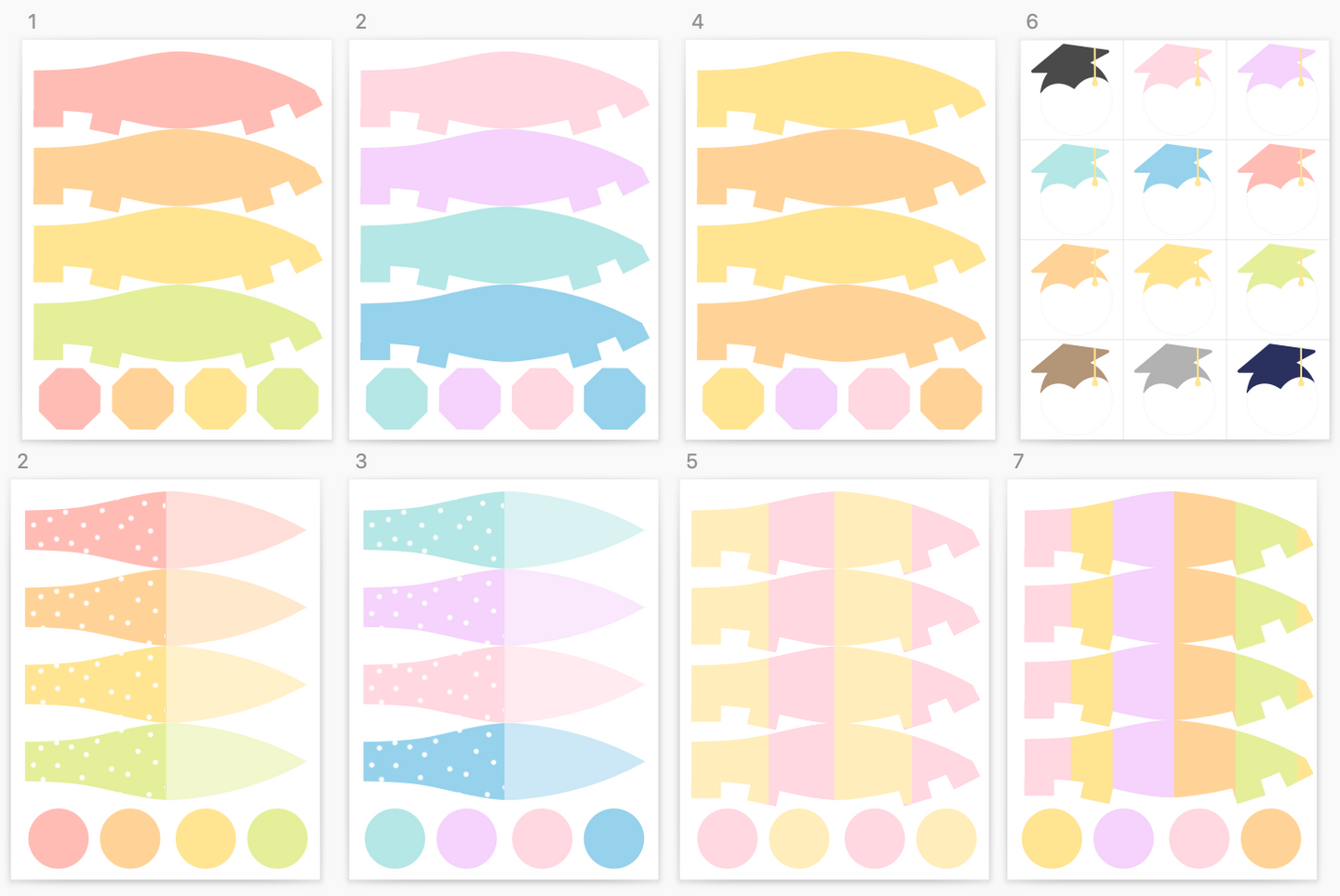 GoodnightFox printable hot air balloon keepsake craft templates with pastel balloon panels, basket pieces, photo frames and graduation caps.