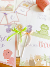 Load image into Gallery viewer, Dinosaur Three Rex Girly Birthday Theme