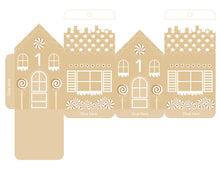 Load image into Gallery viewer, 24 Days of Christmas Gingerbread Row House Printable Play Kits — White &amp; Brown