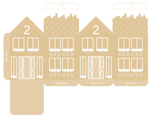 Load image into Gallery viewer, 24 Days of Christmas Gingerbread Row House Printable Play Kits — White &amp; Brown