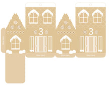 Load image into Gallery viewer, 24 Days of Christmas Gingerbread Row House Printable Play Kits — White &amp; Brown