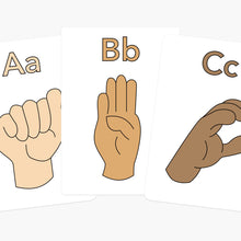 Load image into Gallery viewer, ASL Alphabet Flashcards featuring hand symbols and letters for toddlers
