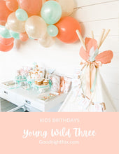 Load image into Gallery viewer, Boho Fox Tribal Young Wild Three Birthday Theme
