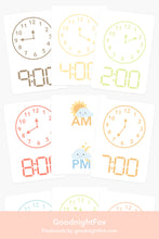 Load image into Gallery viewer, Clock Learning to Tell Time Cards