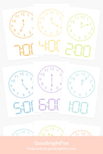 Load image into Gallery viewer, Clock Learning to Tell Time Cards